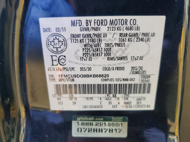 Продаж на аукціоні авто 2011 Ford Escape, vin: 1FMCU9DG9BKB68820, номер лоту: 59649736