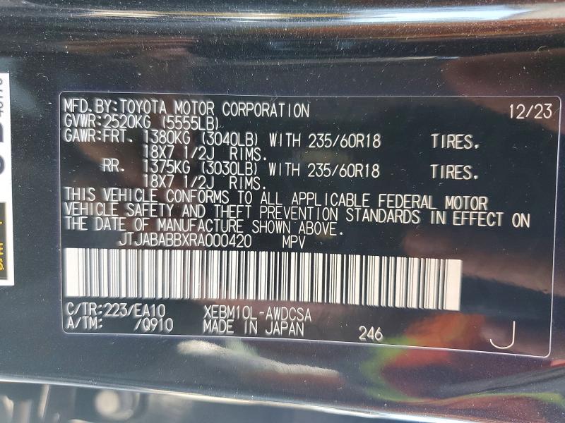 Продаж на аукціоні авто 2024 Lexus Rz, vin: JTJABABBXRA000420, номер лоту: 62652596