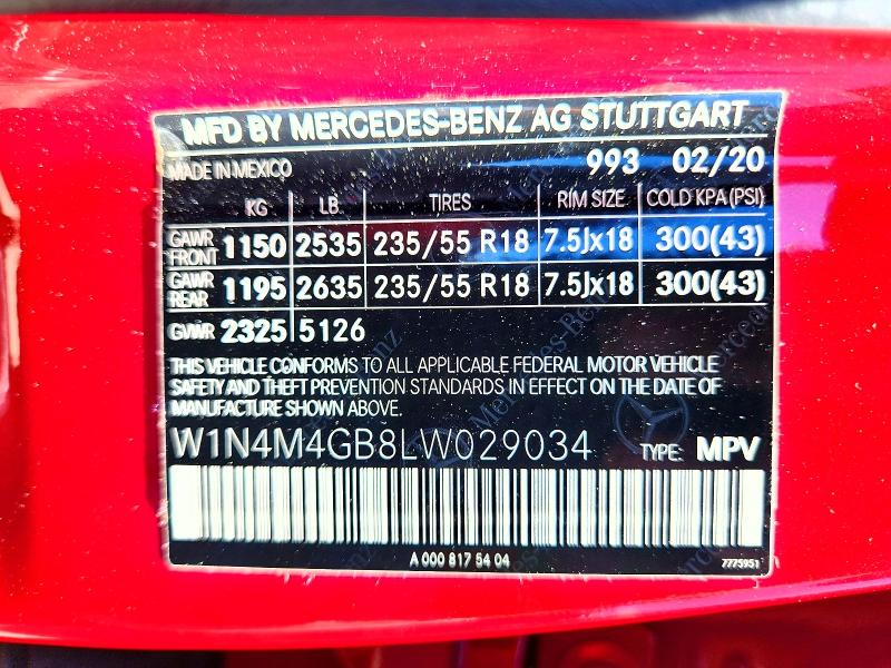 Продажа на аукционе авто 2020 Mercedes-benz Glb, vin: W1N4M4GB8LW029034, номер лота: 59808746