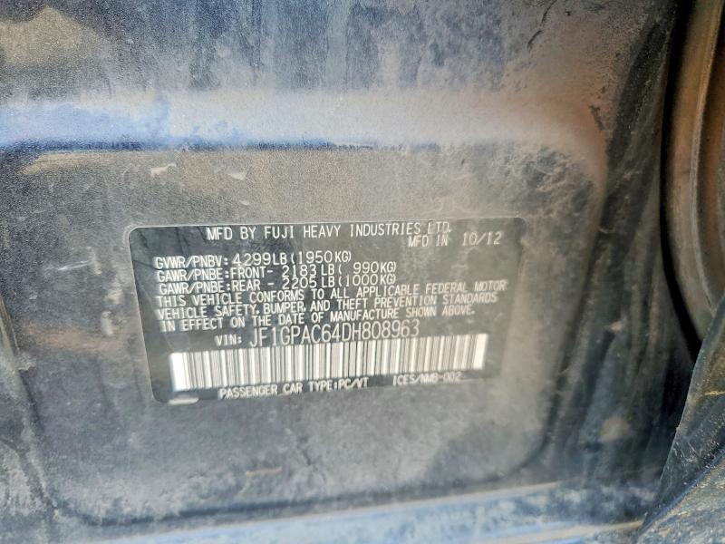 Aukcja sprzedaży 2013 Subaru Impreza, vin: JF1GPAC64DH808963, numer aukcji: 62856226