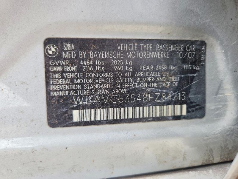 Продажа на аукционе авто 2008 Bmw 328, vin: WBAVC53548FZ84213, номер лота: 61057996