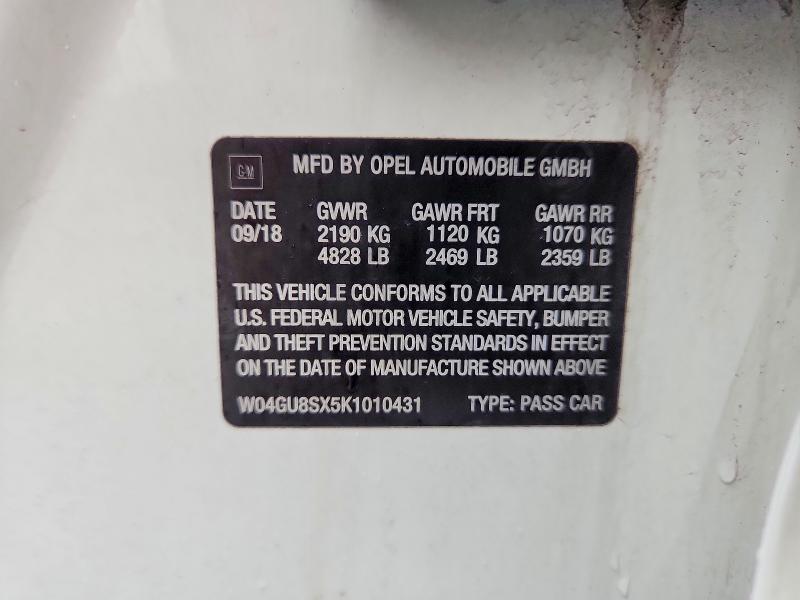 Aukcja sprzedaży 2019 Buick Regal Tourx, vin: W04GU8SX5K1010431, numer aukcji: 62752846