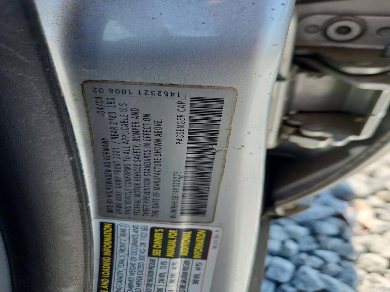 Aukcja sprzedaży 2004 Volkswagen Passat, vin: WVWRH63B14P323275, numer aukcji: 59798936