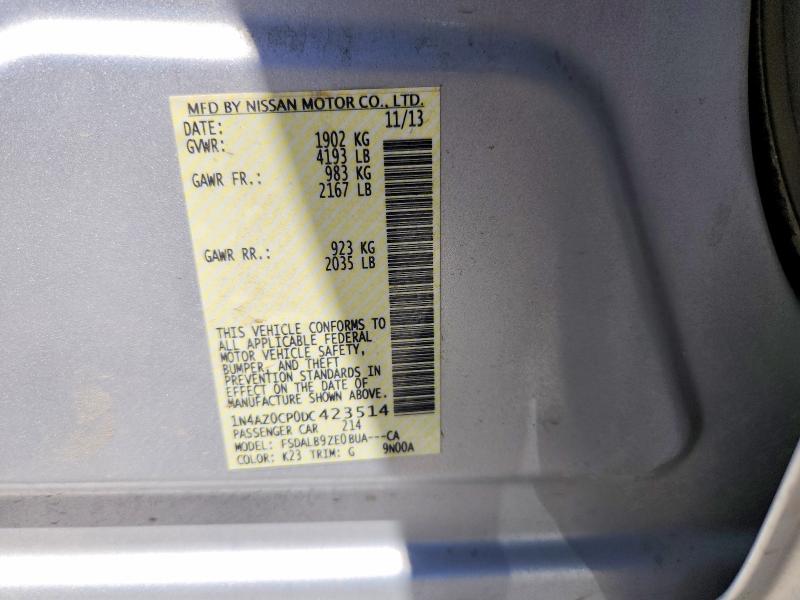 Продажа на аукционе авто 2013 Nissan Leaf, vin: 1N4AZ0CP0DC423514, номер лота: 59150746