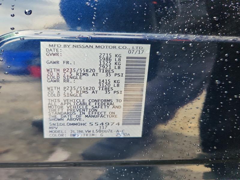 Продаж на аукціоні авто 2017 Infiniti Qx60, vin: 5N1DL0MM0HC554974, номер лоту: 62494716