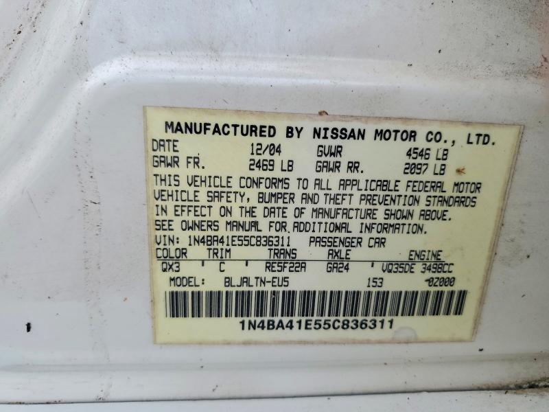 Aukcja sprzedaży 2005 Nissan Maxima, vin: 1N4BA41E55C836311, numer aukcji: 60469046