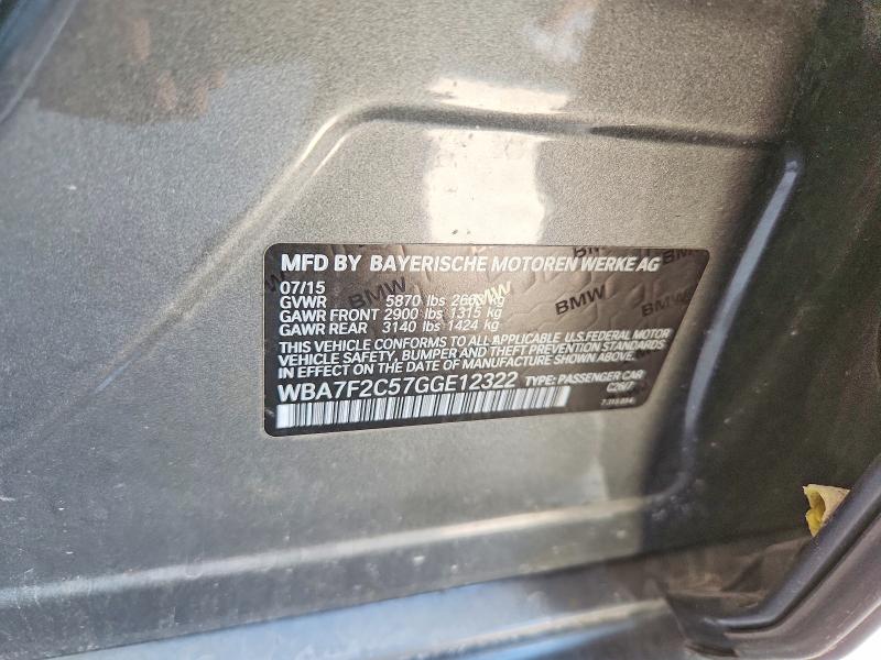 2016 Bmw 750 მანქანა იყიდება აუქციონზე, vin: WBA7F2C57GGE12322, აუქციონის ნომერი: 60273946