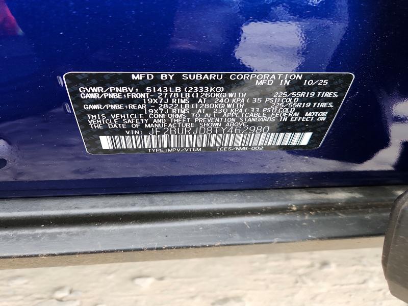 Aukcja sprzedaży 2026 Subaru Outback, vin: JF2BURJD8TY462980, numer aukcji: 59888766