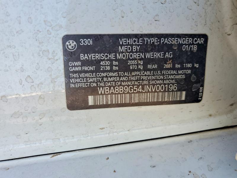 61614306 :رقم المزاد ، WBA8B9G54JNV00196 vin ، 2018 Bmw 330 مزاد بيع