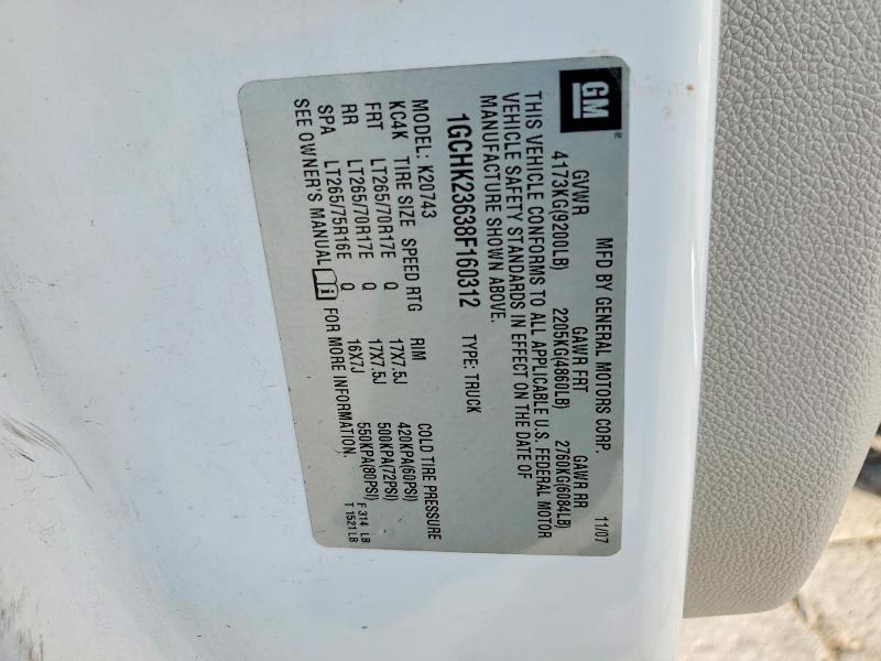 2008 Chevrolet Silverado მანქანა იყიდება აუქციონზე, vin: 1GCHK23638F160312, აუქციონის ნომერი: 61821866