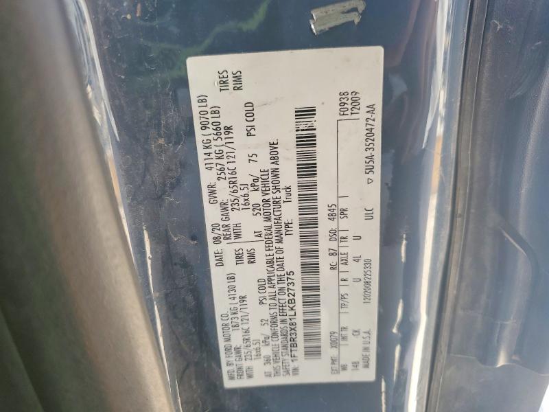 Aukcja sprzedaży 2020 Ford Transit, vin: 1FTBR3X81LKB27375, numer aukcji: 62649876