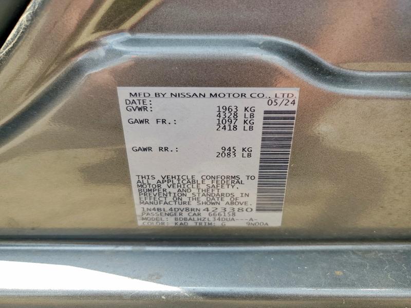 Продаж на аукціоні авто 2024 Nissan Altima, vin: 1N4BL4DV8RN423380, номер лоту: 61775406