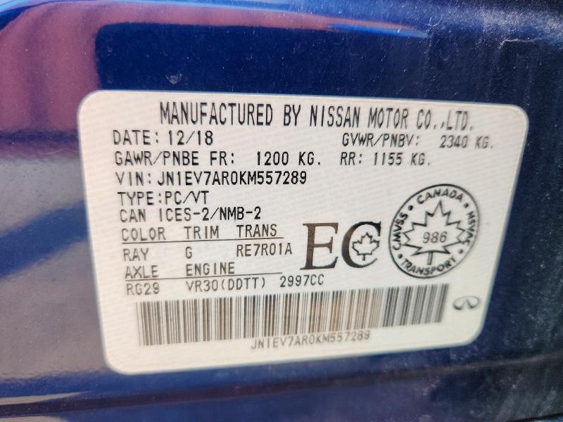60304616 :رقم المزاد ، JN1EV7AR0KM557289 vin ، 2019 Infiniti Q50 مزاد بيع