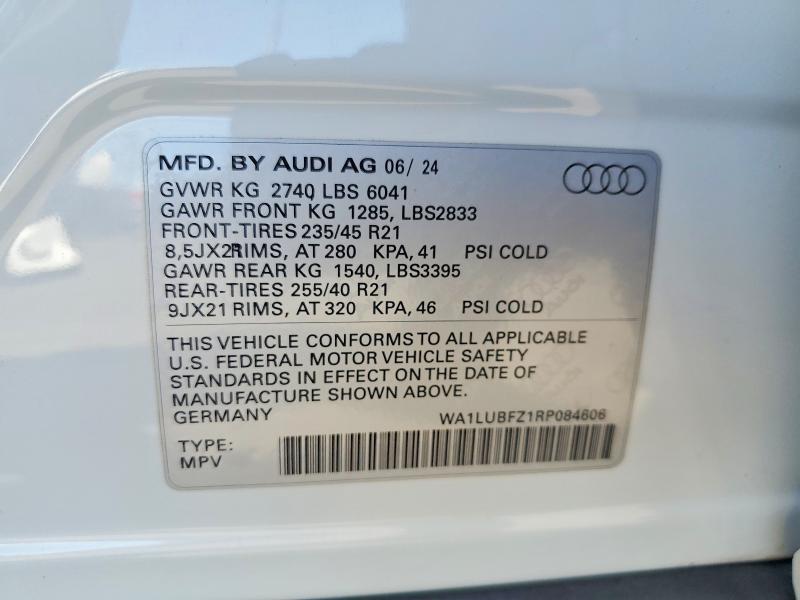 Aukcja sprzedaży 2024 Audi Q4 E-tron, vin: WA1LUBFZ1RP084606, numer aukcji: 60164446