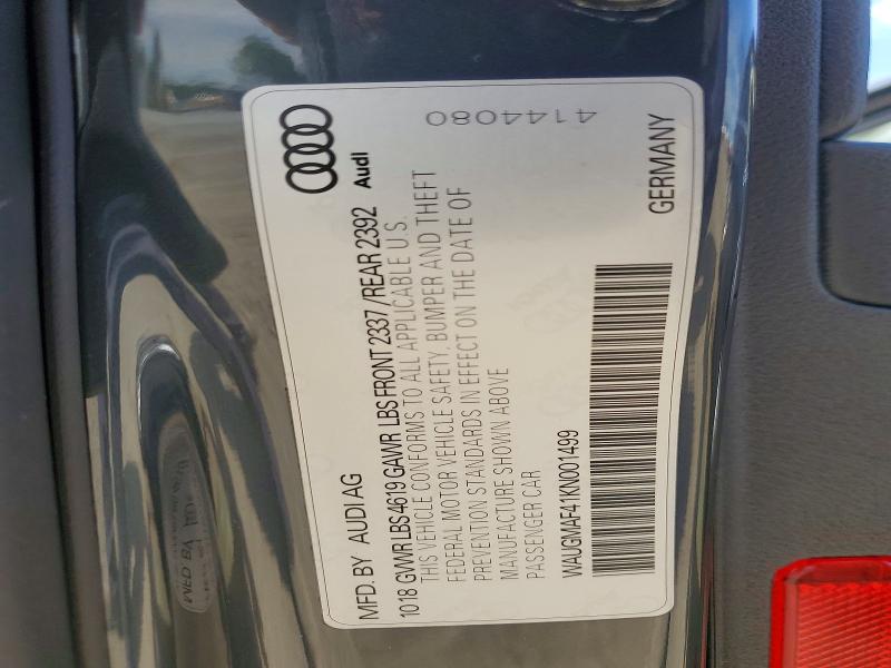 61054826 :رقم المزاد ، WAUGMAF41KN001499 vin ، 2019 Audi A4 مزاد بيع