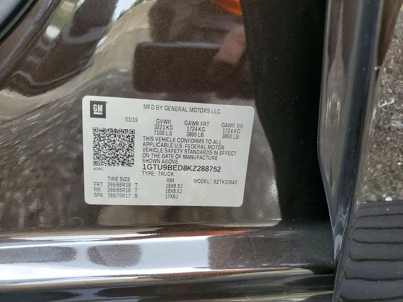 Aukcja sprzedaży 2019 Gmc Sierra, vin: 1GTU9BED8KZ288752, numer aukcji: 62239166