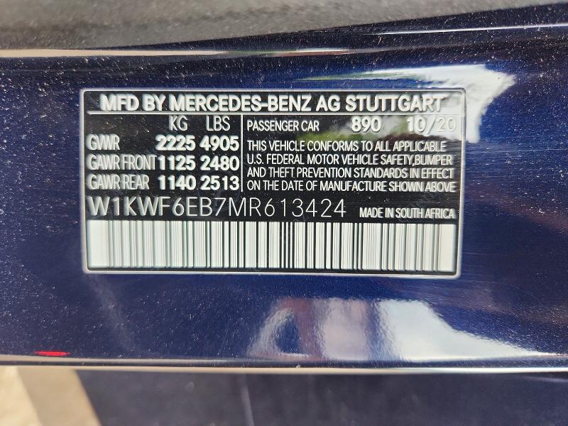 Продажа на аукционе авто 2021 Mercedes-benz C, vin: W1KWF6EB7MR613424, номер лота: 60474676