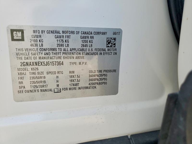 59629666 :رقم المزاد ، 2GNAXNEX5J6157364 vin ، 2018 Chevrolet Equinox مزاد بيع