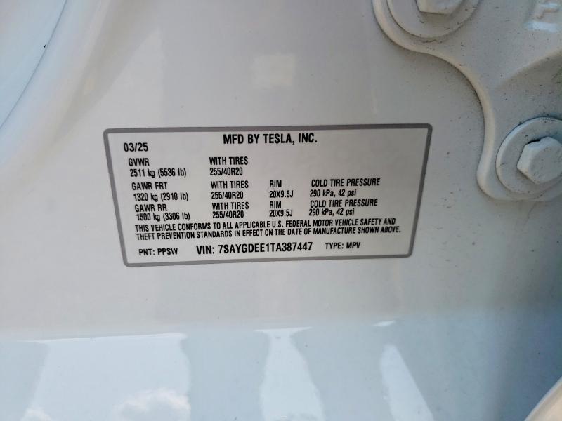 Aukcja sprzedaży 2026 Tesla Model Y, vin: 7SAYGDEE1TA387447, numer aukcji: 62318266