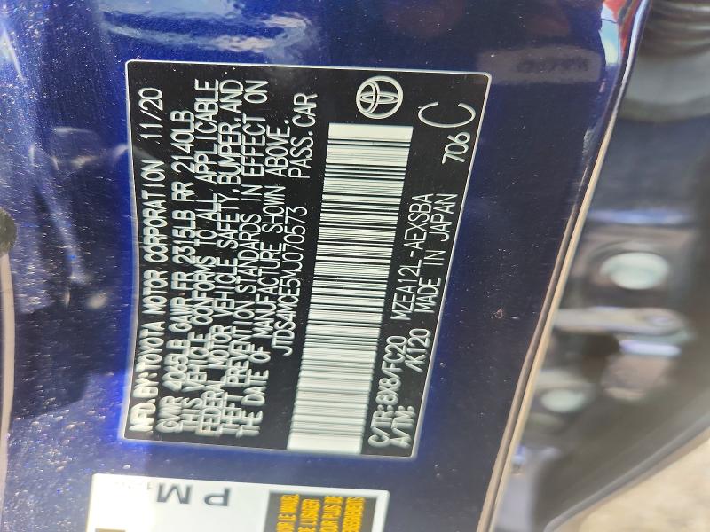 Aukcja sprzedaży 2021 Toyota Corolla, vin: JTDS4MCE5MJ070573, numer aukcji: 62259696
