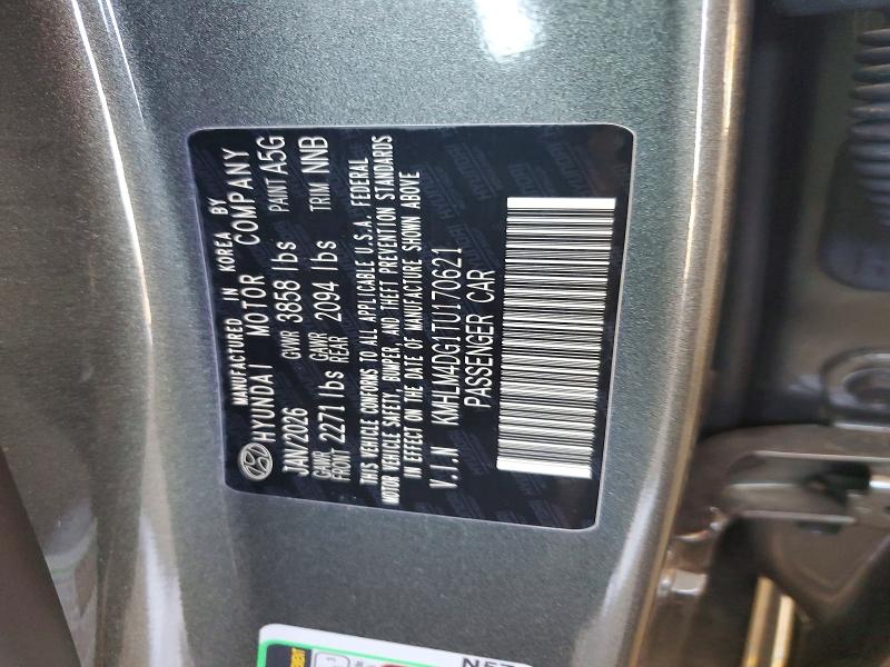 60891556 :رقم المزاد ، KMHLM4DG1TU170621 vin ، 2026 Hyundai Elantra مزاد بيع