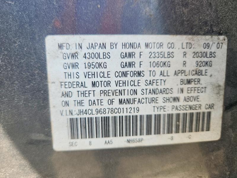 Aukcja sprzedaży 2008 Acura Tsx, vin: JH4CL96878C011219, numer aukcji: 62355326