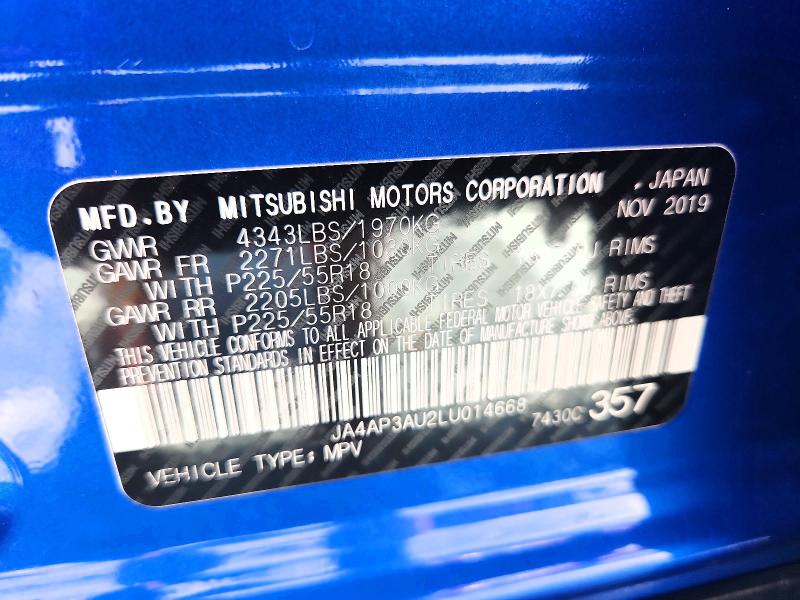 Продажа на аукционе авто 2020 Mitsubishi Outlander Sport, vin: JA4AP3AU2LU014668, номер лота: 60688856