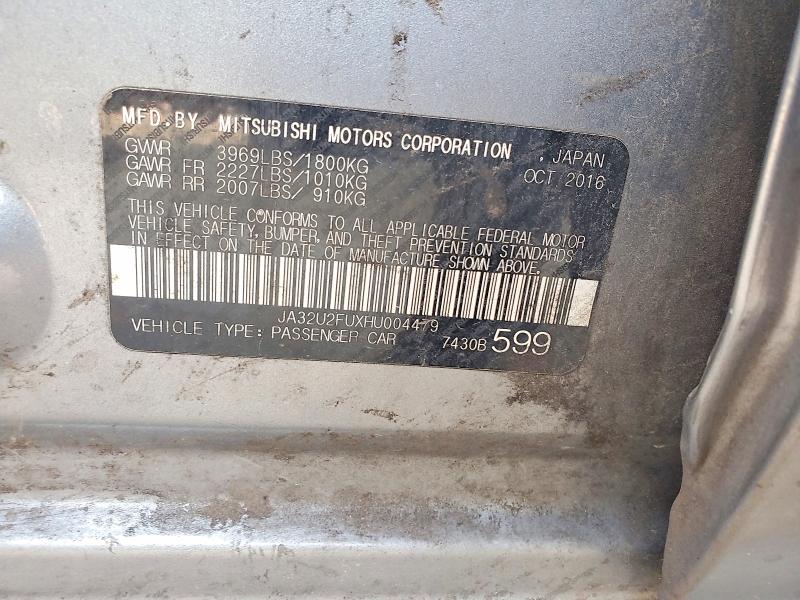 Продаж на аукціоні авто 2017 Mitsubishi Lancer, vin: JA32U2FUXHU004479, номер лоту: 62791986