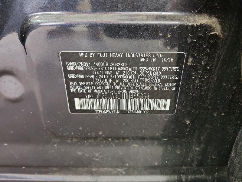 Продажа на аукционе авто 2017 Subaru Forester, vin: JF2SJARC1HH485353, номер лота: 60153176