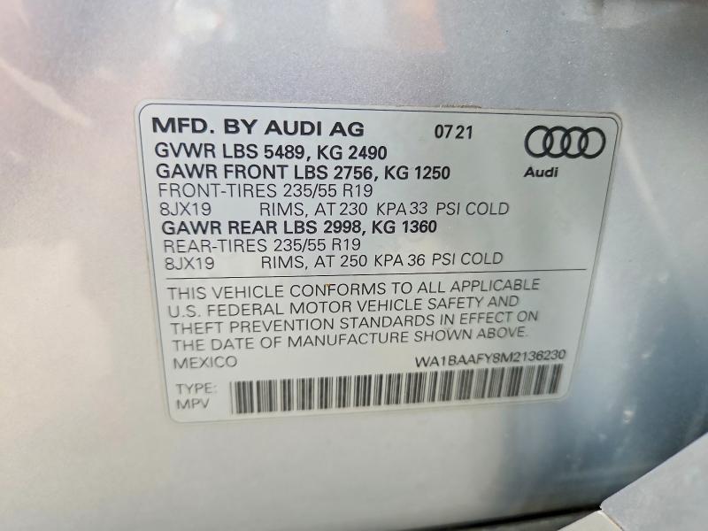 Продажа на аукционе авто 2021 Audi Q5, vin: WA1BAAFY8M2136230, номер лота: 61119856