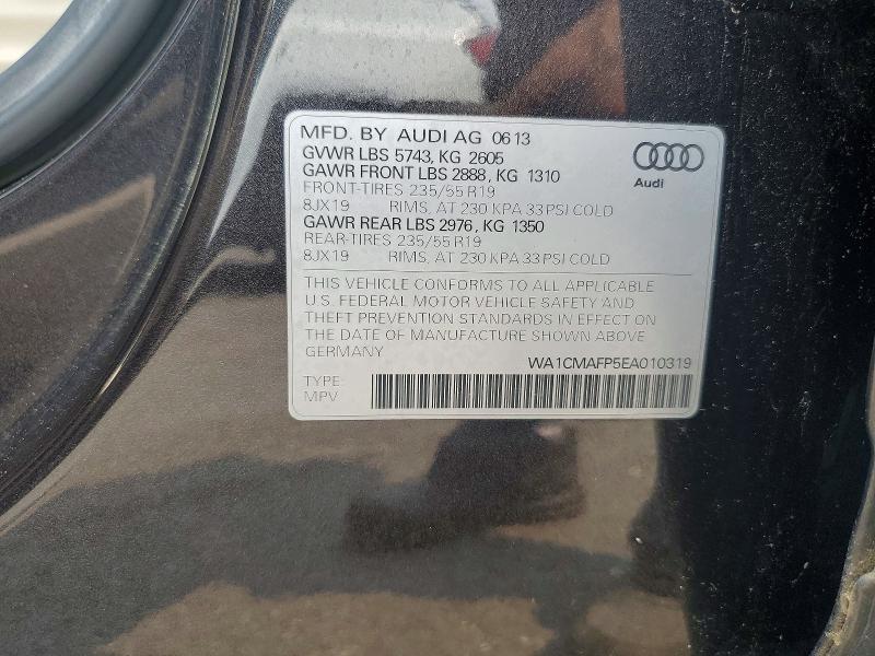 Aukcja sprzedaży 2014 Audi Q5, vin: WA1CMAFP5EA010319, numer aukcji: 61673166