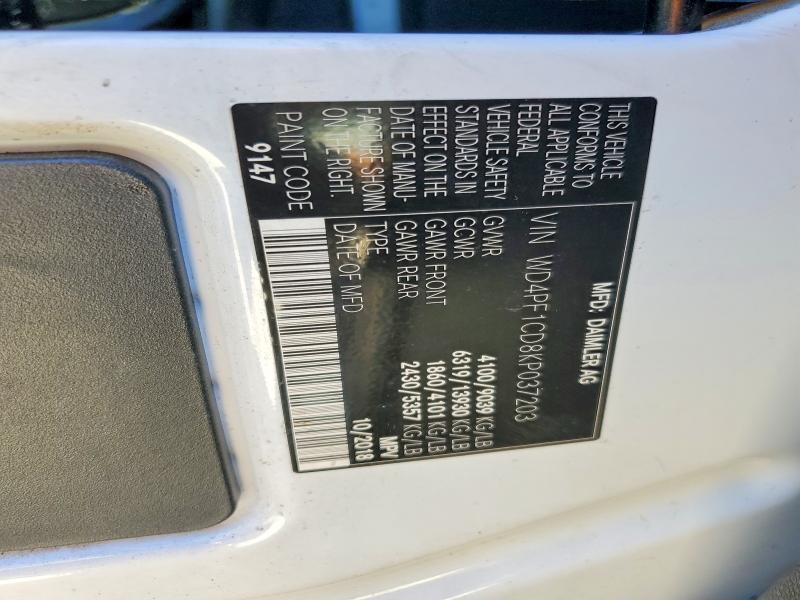 Продажа на аукционе авто 2019 Mercedes-benz Sprinter, vin: WD4PF1CD8KP037203, номер лота: 60433456
