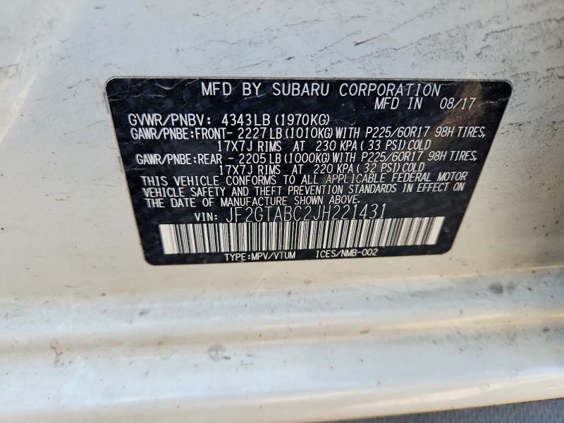 Продаж на аукціоні авто 2018 Subaru Crosstrek, vin: JF2GTABC2JH221431, номер лоту: 62090596