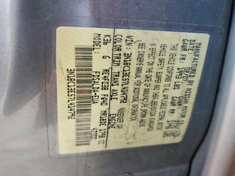 2007 Nissan Versa მანქანა იყიდება აუქციონზე, vin: 3N1BC13E57L414792, აუქციონის ნომერი: 60489436