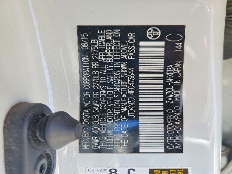 Aukcja sprzedaży 2015 Toyota Prius, vin: JTDKN3DU4F0473644, numer aukcji: 60720176