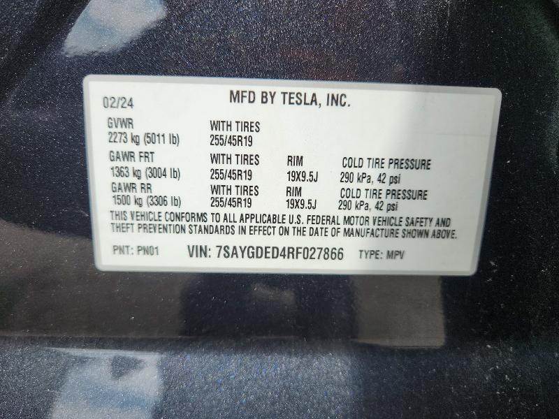 Aukcja sprzedaży 2024 Tesla Model Y, vin: 7SAYGDED4RF027866, numer aukcji: 60672106