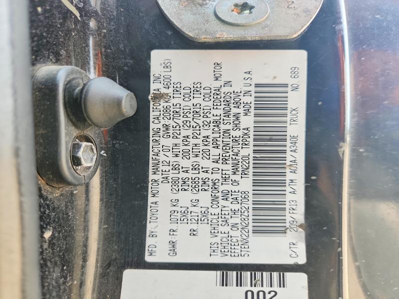 2008 Toyota Tacoma მანქანა იყიდება აუქციონზე, vin: 5TENX22N28Z527068, აუქციონის ნომერი: 61050236