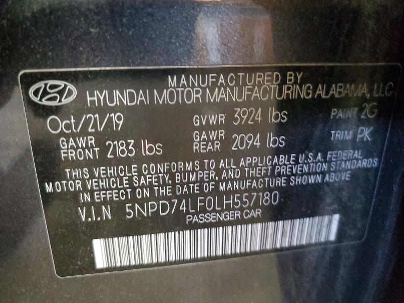 Продаж на аукціоні авто 2020 Hyundai Elantra, vin: 5NPD74LF0LH557180, номер лоту: 62289466