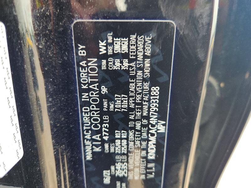 60324886 :رقم المزاد ، KNDPMCAC4N7993188 vin ، 2022 Kia Sportage مزاد بيع