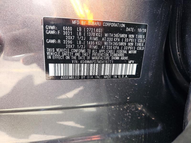 Продажа на аукционе авто 2021 Subaru Ascent, vin: 4S4WMAPD7M3416771, номер лота: 62523336