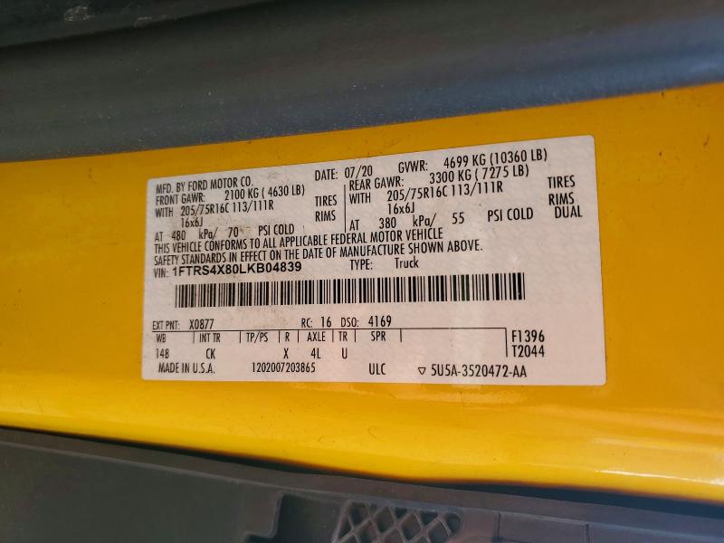 Aukcja sprzedaży 2020 Ford Transit, vin: 1FTRS4X80LKB04839, numer aukcji: 60687206