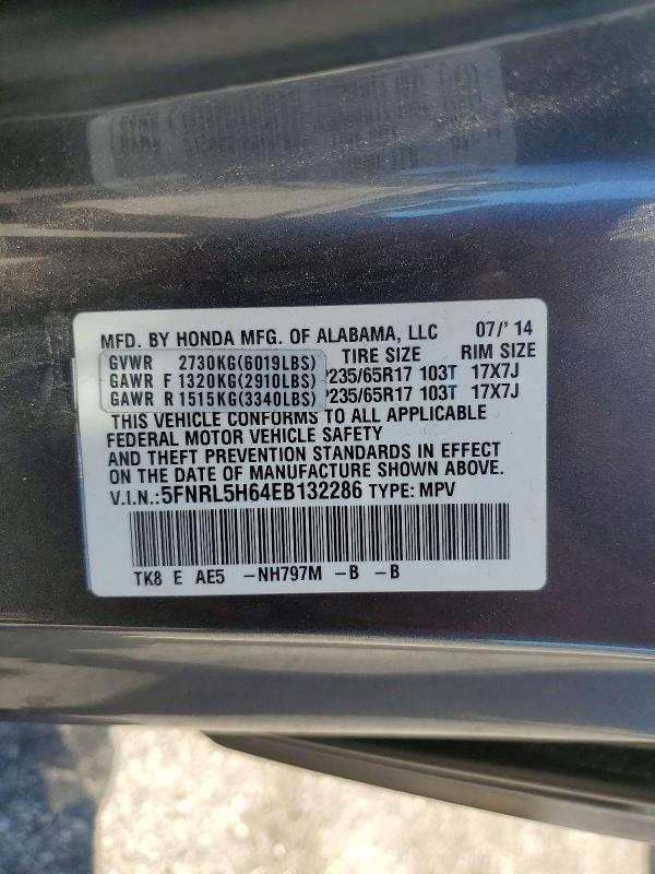 Продажа на аукционе авто 2014 Honda Odyssey, vin: 5FNRL5H64EB132286, номер лота: 60707116