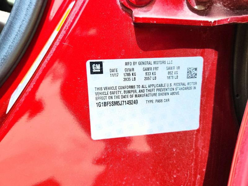 Продажа на аукционе авто 2018 Chevrolet Cruze, vin: 1G1BF5SM5J7149249, номер лота: 61402766