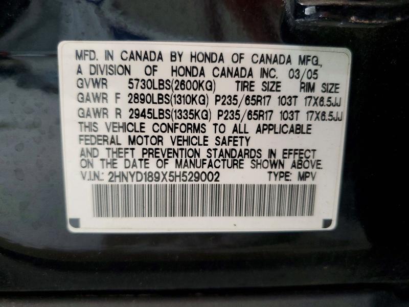 Aukcja sprzedaży 2005 Acura Mdx, vin: 2HNYD189X5H529002, numer aukcji: 59807806