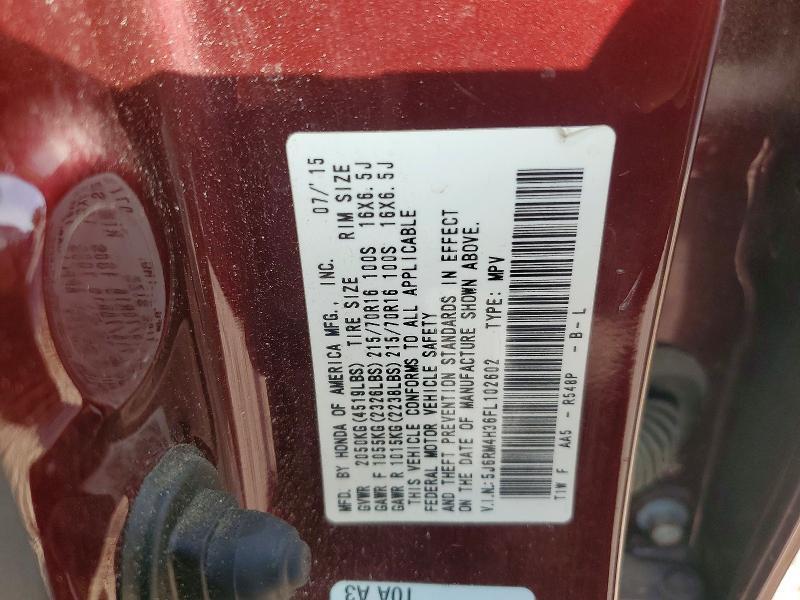 59583866 :رقم المزاد ، 5J6RM4H36FL102602 vin ، 2015 Honda Cr-v مزاد بيع
