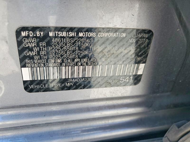 60088376 :رقم المزاد ، JA4AD3A37LZ023952 vin ، 2020 Mitsubishi Outlander مزاد بيع