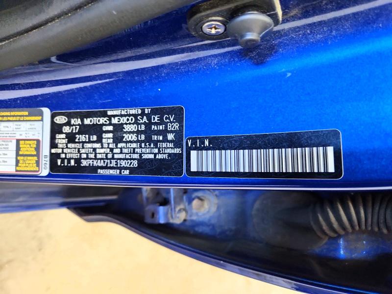 Auction sale of the 2018 Kia Forte, vin: 3KPFK4A71JE190228, lot number: 60916906