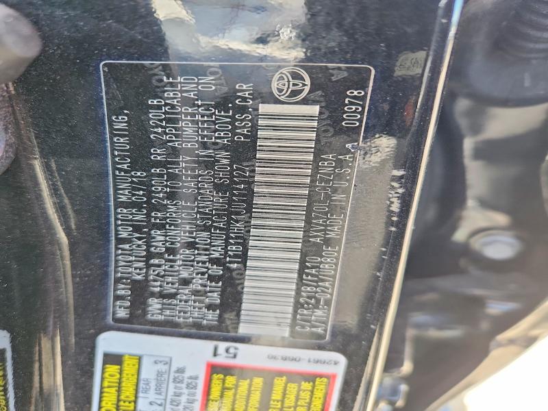 Продажа на аукционе авто 2018 Toyota Camry, vin: 4T1B11HK1JU114127, номер лота: 62512616