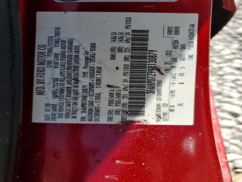 2009 Ford Fusion მანქანა იყიდება აუქციონზე, vin: 3FAHP07Z99R130879, აუქციონის ნომერი: 56483236