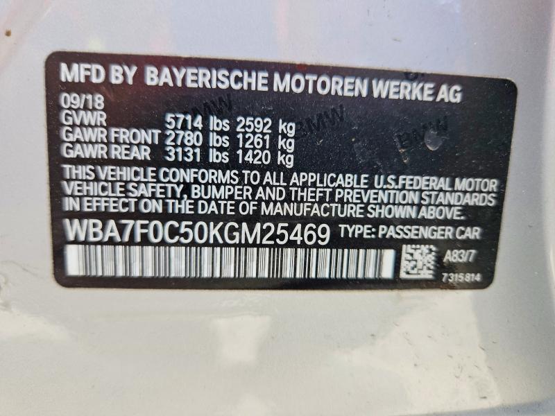 Продаж на аукціоні авто 2019 Bmw 750, vin: WBA7F0C50KGM25469, номер лоту: 61489586